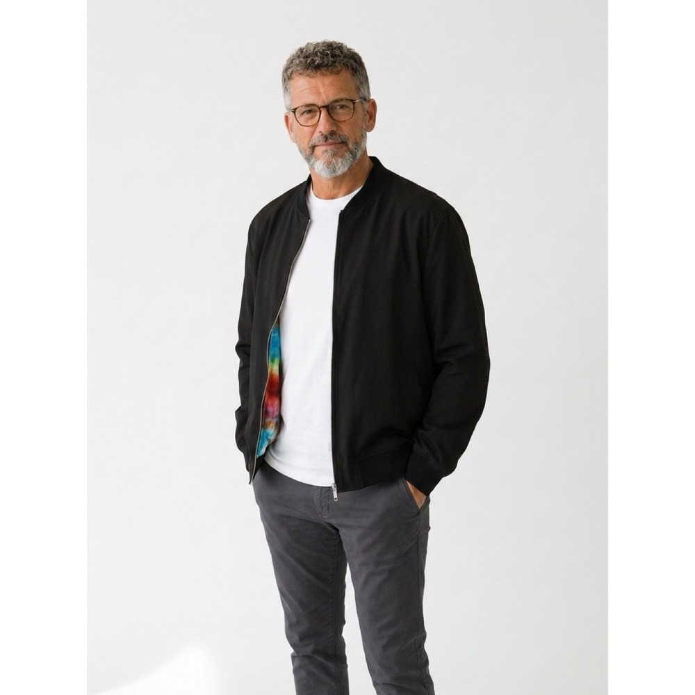 Indochino Jacket black bomber jacket mens xl(15-b48)